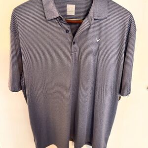 Callaway Navy and White Micro-Stripe Polo
